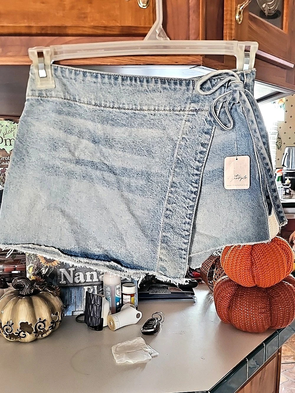 Free People Emmy Denim Skort Blue